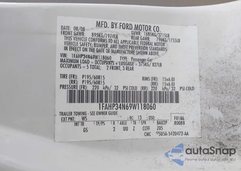 2009 Ford Focus S из США, поврежденный, VIN 1FAHP34N69W118060